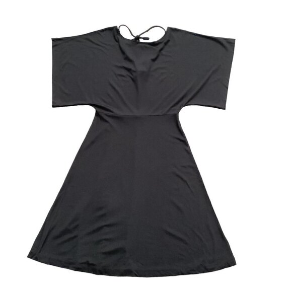 NWT Gap LBD Black Stretch Dress Womens Sz XS Flutter Sleeve Fit & Flare #222B - Picture 2 of 9